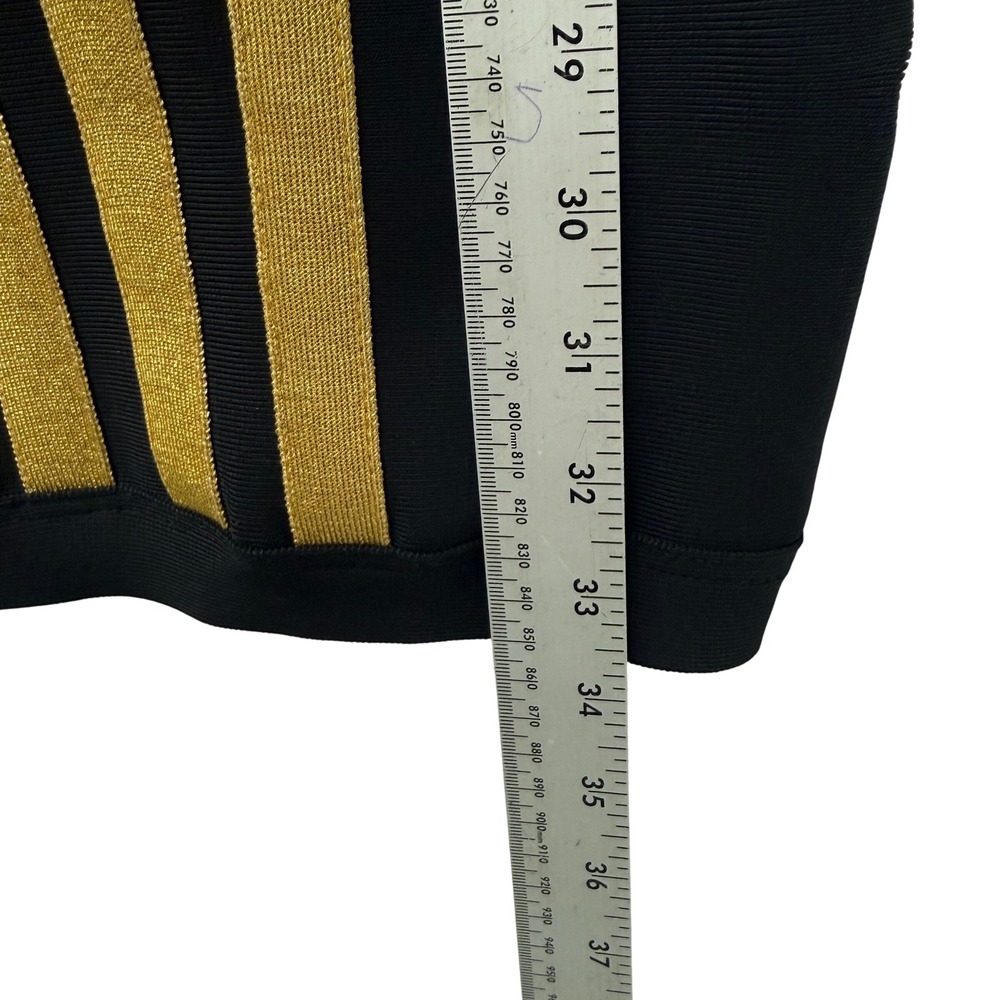House of CB Balthazar Black Gold Metallic Stripe Bandage Mini Dress XS SB2391 - Picture 8 of 9